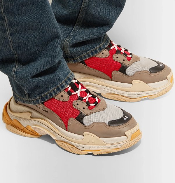 Triple S Mesh, Nubuck and Leather Sneakers