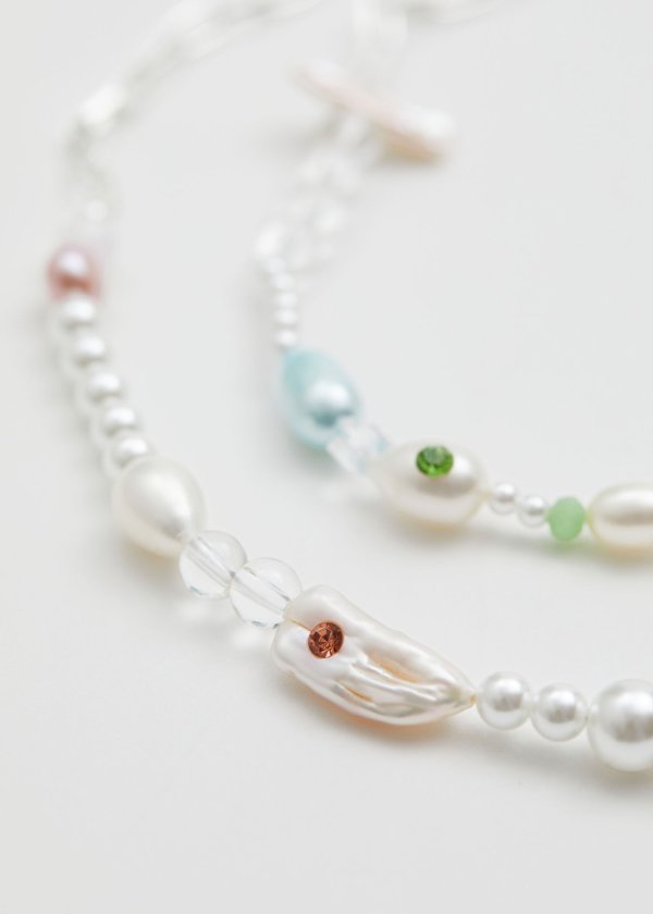 Freshwater彩色串珠珍珠项链