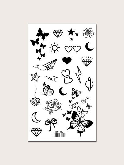 1sheet Butterfly Pattern Tattoo Sticker