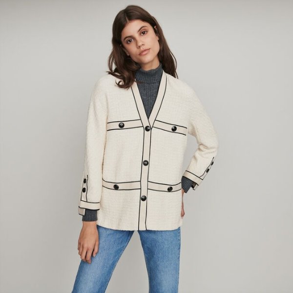 119VOPPY Tweed-style contrast jacket