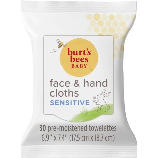 Burt&#39;s Bees Face &#38; Hand Cleansing Wipes - 30ct