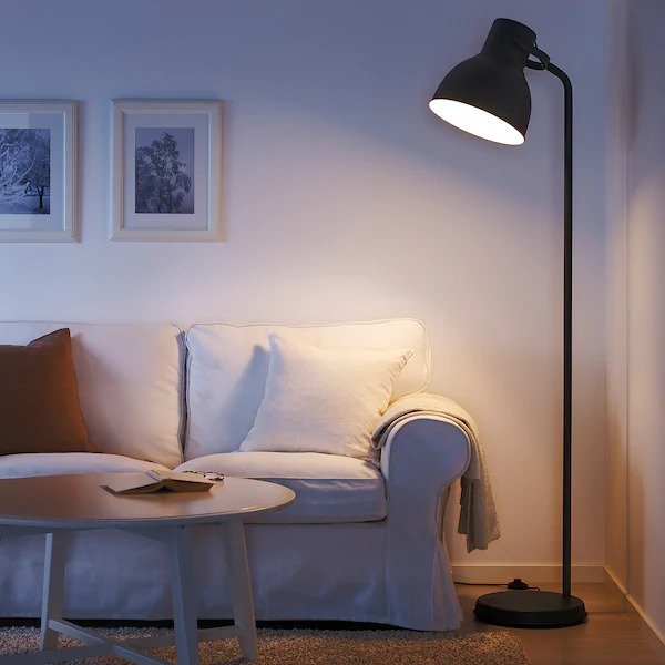 HEKTAR Floor lamp with LED bulb - dark gray - IKEA