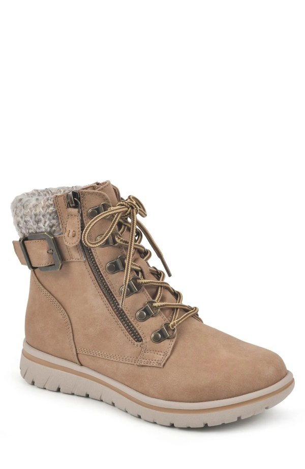 Hearty Knit Collar Lace-Up Boot