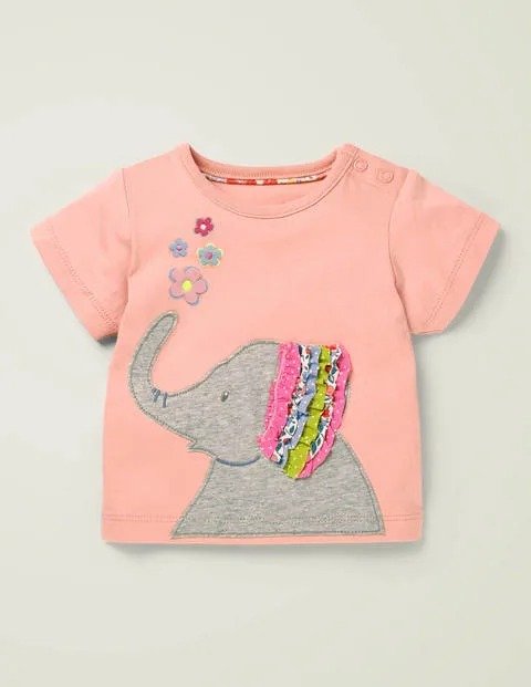 Applique Frill T-Shirt - Boto Pink Elephant | Boden US