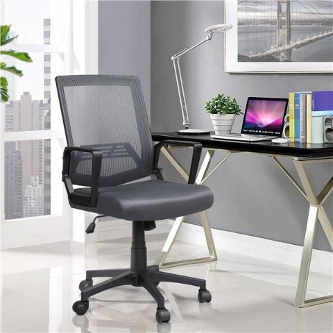 EasyfashionMid-Back Mesh Office Chair Ergonomic Computer Chair Dark Gray