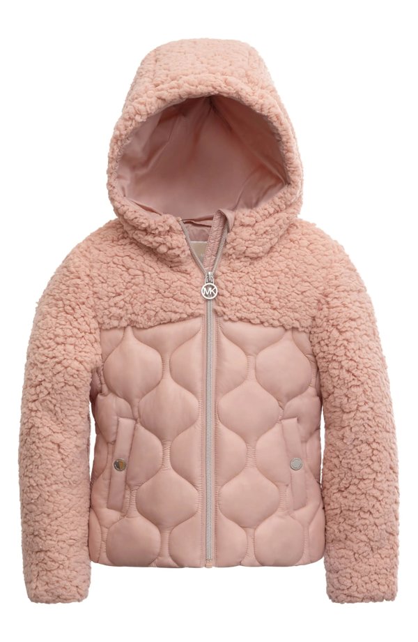 Kids' Faux Fur Trimmed Onion Quilt Midweight Hooded Jacket