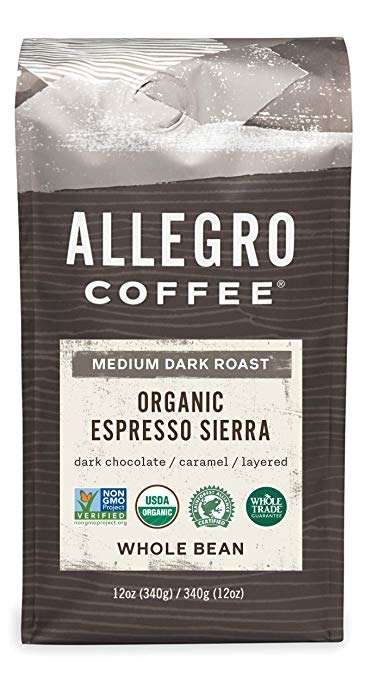 Allegro Coffee  Organic Espresso Sierra Whole Bean Coffee, 12 oz