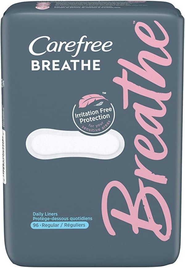 Breathe Panty Liners, Irritation-Free Protection, Individually Wrapped, 96 Count