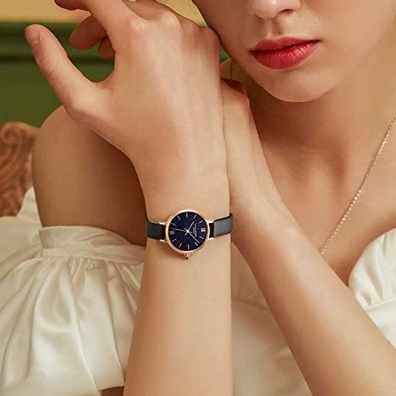 Women's Gemstone Inspiration Genuine Leather Strap Watch