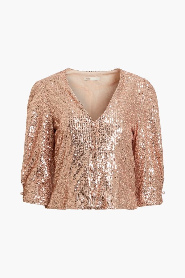 Sequined tulle blouse