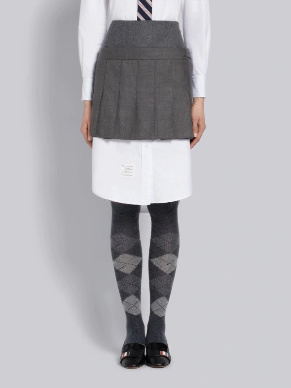 On sale- Medium Grey Super 120s Wool Twill Mini Pleated Yoke Skirt | Shop Thom Browne official sale
