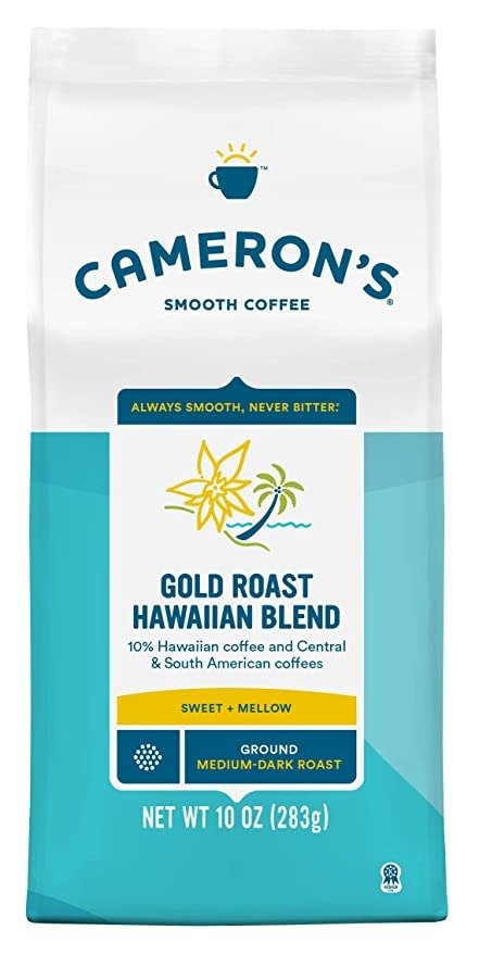 Cameron's Coffee Roasted Ground Coffee Bag, Gold Roast Hawaiian Blend, 10 Ounce