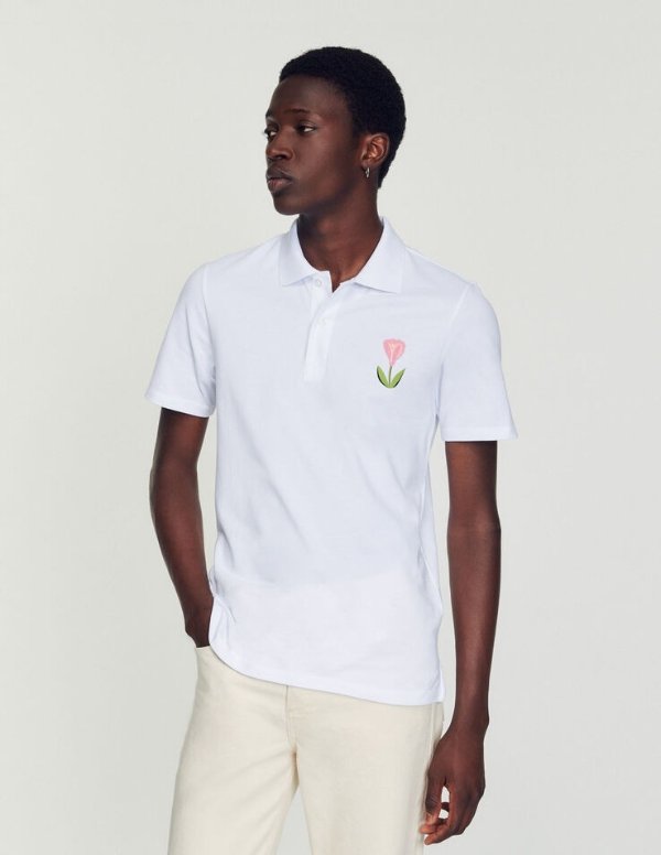 Embroidered tulip polo shirt
