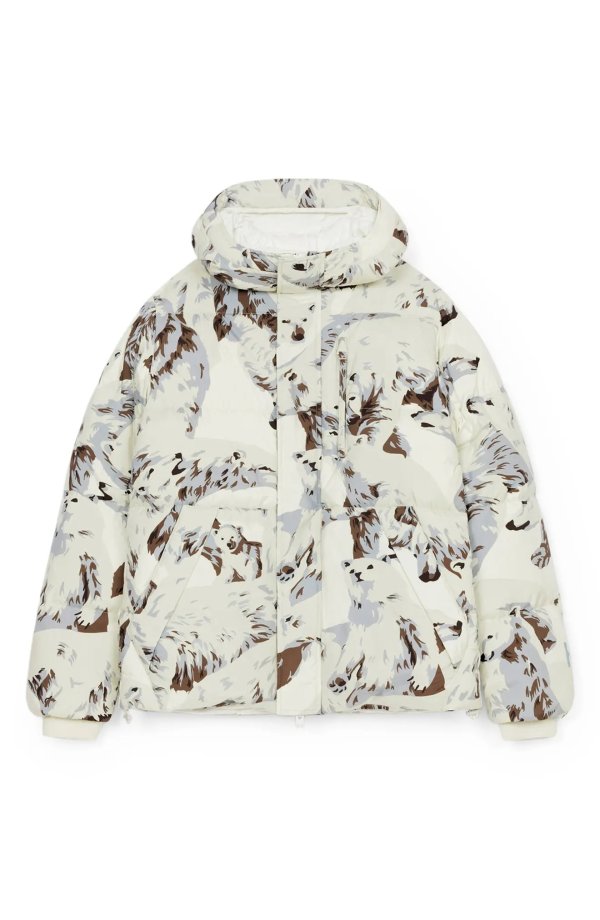 Polar Bear Print Hooded Down Puffer Jacket