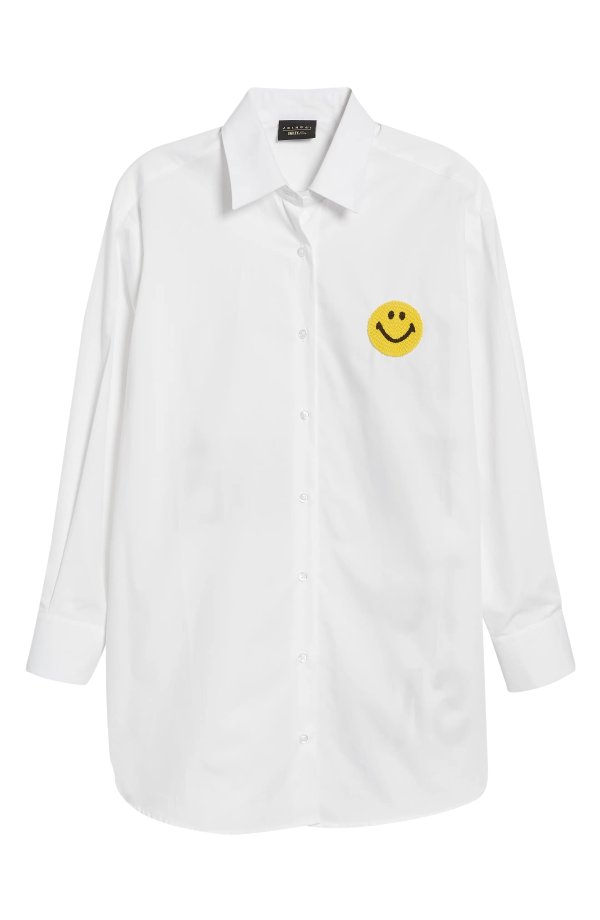 Smiley® x JOSHUAS Unisex Popeline Oversize Cotton Button-Up Shirt
