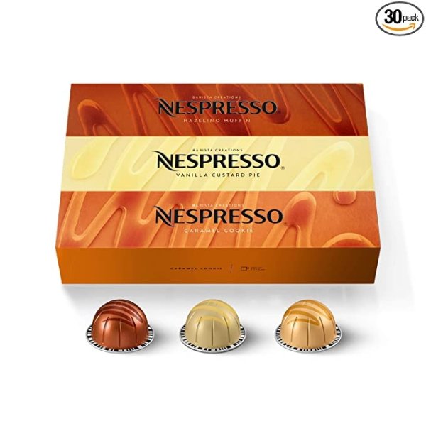Capsules VertuoLine, Barista Flavored Pack, Mild Roast Coffee, 30 Count Coffee Pods, Brews 7.8oz
