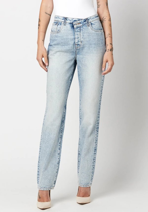 High Rise Straight Jessie Asymmetrical Waist Jeans - BL15819