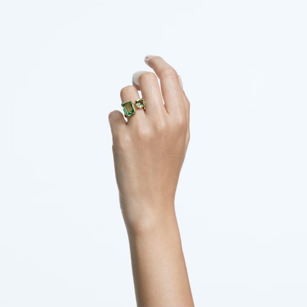 Millenia cocktail ring, Octagon cut, Green, Gold-tone plated by SWAROVSKI