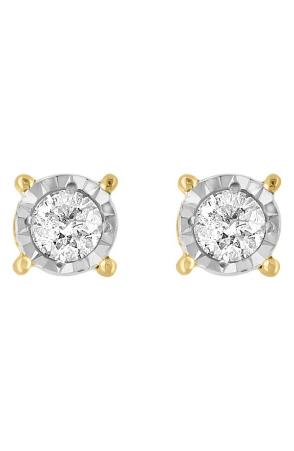 Gold Plated Sterling Silver Diamond Stud Earrings - 0.20 ctw.