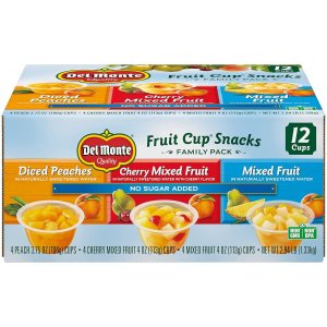 Del Monte FRUIT CUP Snacks, Family Pack, No Sugar Added, 12-Pack, 4 oz