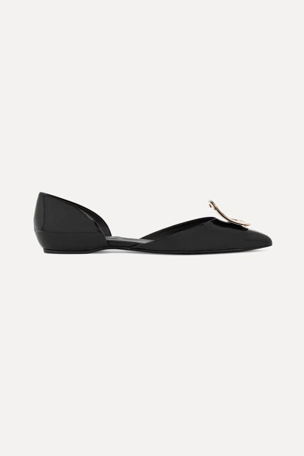 Dorsay patent-leather point-toe flats