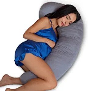 Pregnancy Pillows J Shape Body Pillow Cooling Cover Grey, Full Body Pregnancy Pillow for Sleeping, Maternity Pillow, Pregnancy Must Haves, Side Sleeper Pillow, Nursing, Baby Shower Registry