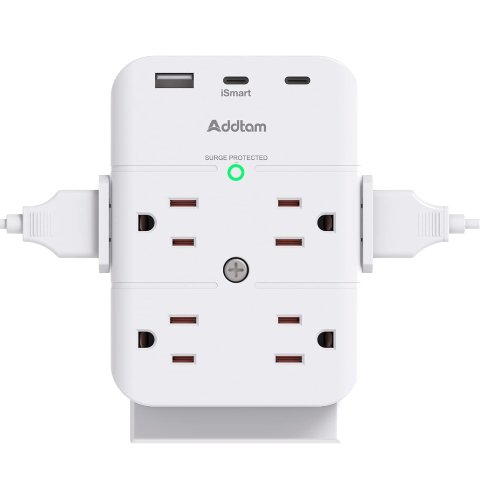 Addtam 8 Outlets Splitter with 3 USB Wall Charger