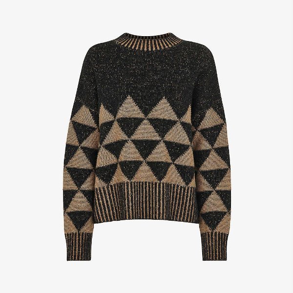 Geometric-intarsia wool and recycled nylon-blend jumper