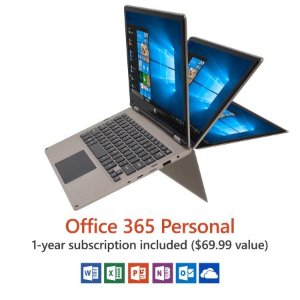 Direkt-Tek 11.6" Convertible Touchscreen Laptop Windows 10 Home, Office 365 Personal 1-Year Subscription Included