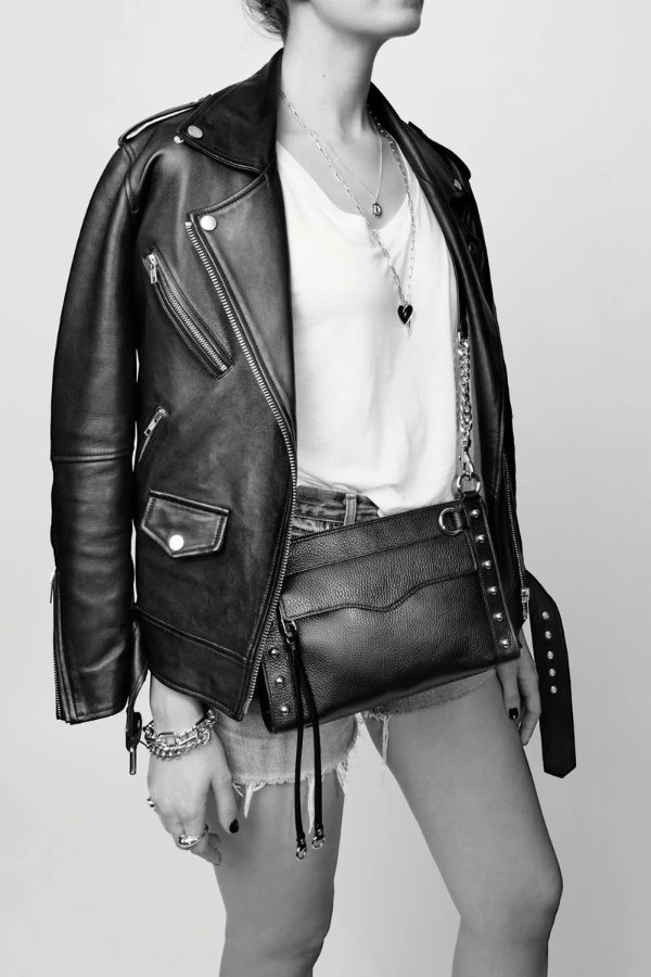 M.A.B. Crossbody with Studs | Black Leather Bag | Rebecca Minkoff