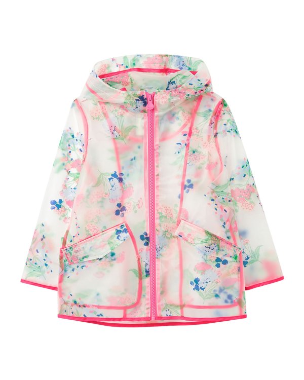 Girl's Raindance Clear Floral Print Raincoat, Size 3-10