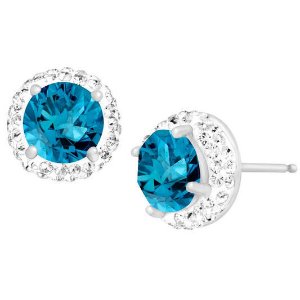 December Birthstone Earrings with Blue Topaz Swarovski Crystals