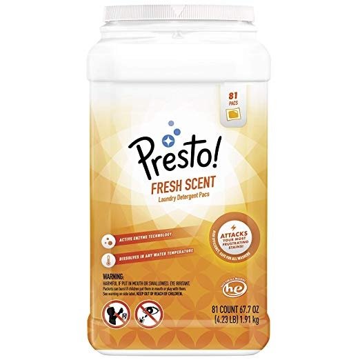 Amazon Brand - Presto! Laundry Detergent Pacs, Fresh Scent, 81 Count