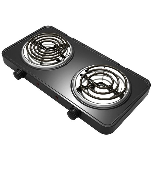  MegaChef Electric Easily Portable Ultra Lightweight Dual Coil  Burner Cooktop Buffet Range in Matte Black 