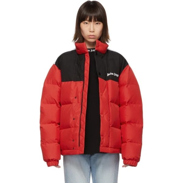- Red Down Track Puffer Jacket