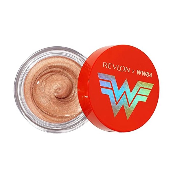 x WW84 Wonder Woman Liquid Armor Glow Pot, Glossy Eye and Face Jelly Highlighter, in Champagne, 001 Golden Lasso, 0.24 oz