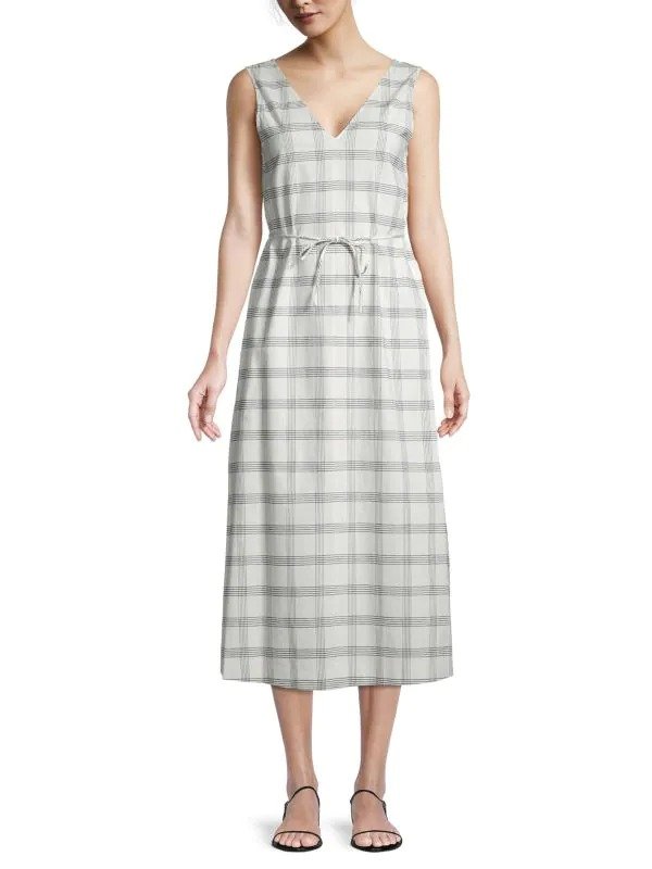 Checked Belted Dress