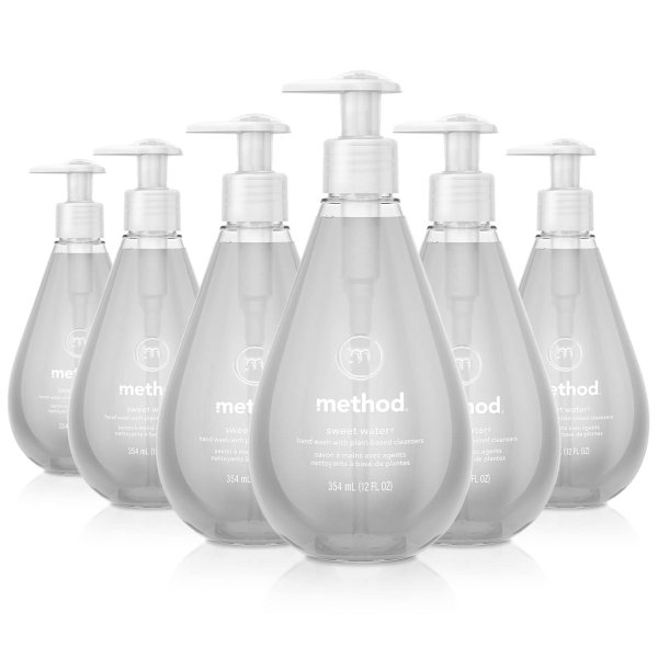 Method Gel Hand Soap, Sweet Water, Biodegradable Formula, 12 fl oz (Pack of 6)