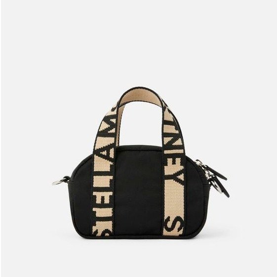 Women's Black Mini Stella Logo Boston Bag | Stella McCartney Men
