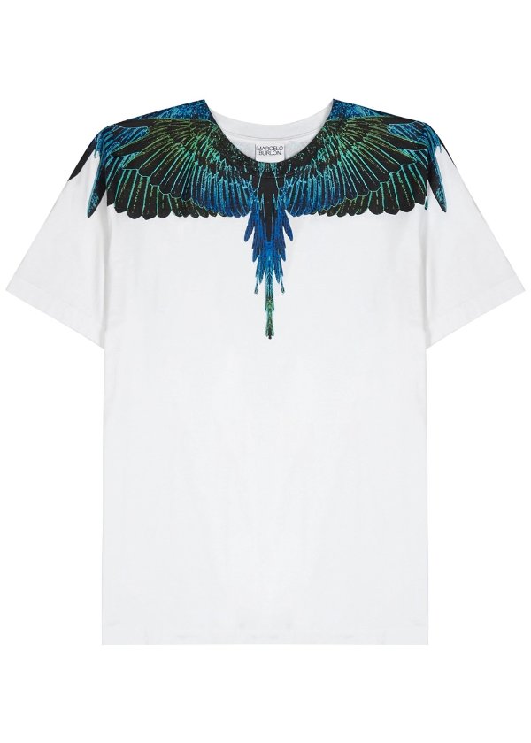 Wings white printed cotton T-shirt