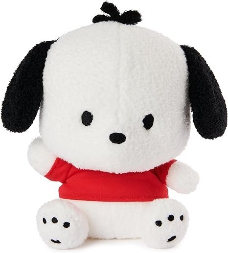 Sanrio Pochacco Plush, Puppy Stuffed Animal for Ages 1 and Up, White/Red, 6”
