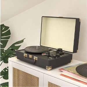 AmazonBasics Suitcase Turntable Record Player with Built-in Speakers and Bluetooth