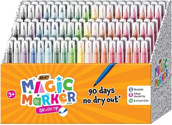 Magic Marker Brush Tip, Assorted Colors, 108-Count