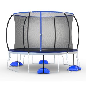 Trujump 12-Foot Trampoline, with Enclosure and Spin-N-Light, Blue