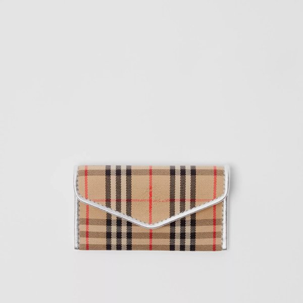 1983 Check and Leather Envelope Card Case