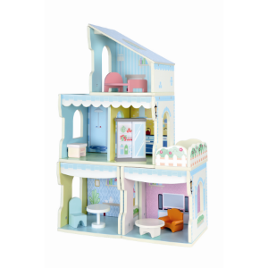 实木小号娃娃屋，含8个家具配件，可变换造型和主题