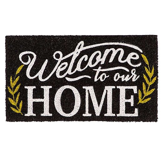 Evergreen "Welcome To Our Home" 16" x 28" Coir Door Mat Insert in Black | Bed Bath & Beyond