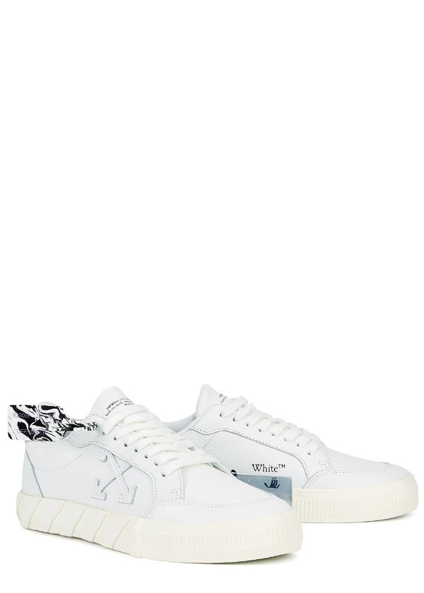 Vulcanized white leather sneakers