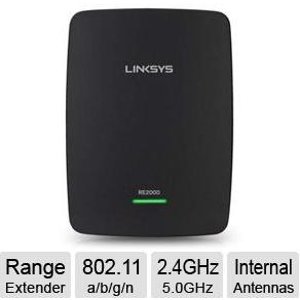Linksys N600 Wi-Fi Range Extender Refurbished - IEEE 802.11 a/b/g/n, 2.4GHz - 5.0GHz, 300Mbps, 128-bit Encryption - RE2000-RM