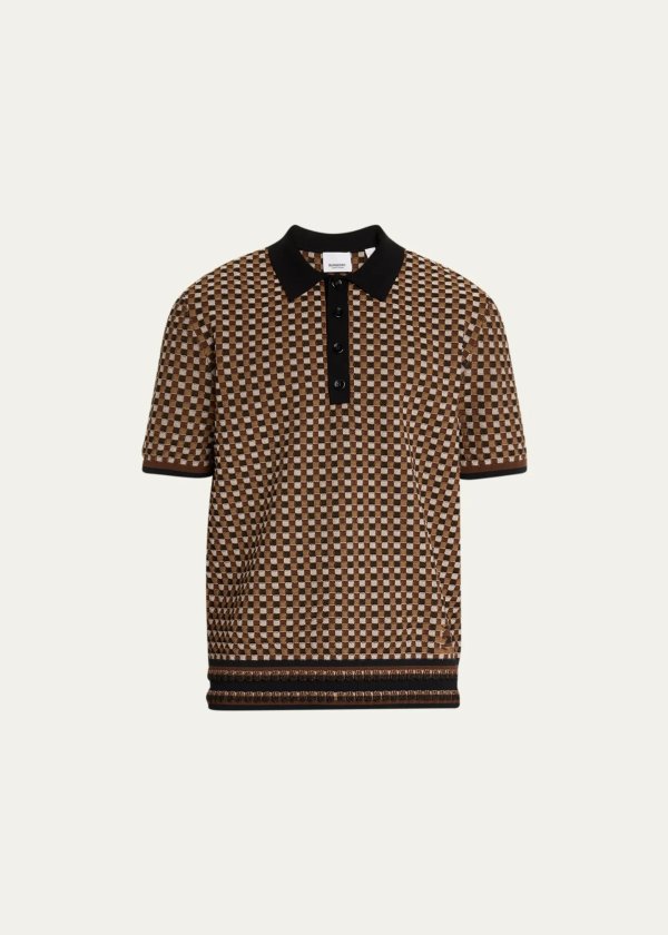 Men's Textured Check Polo Shirt